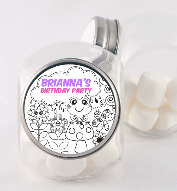 Color Your Own - Spring Garden - Personalized Birthday Party Candy Jar