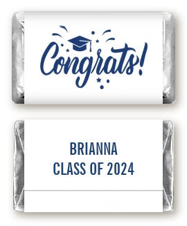 Congrats to the Grad Blue White - Personalized Graduation Party Mini Candy Bar Wrappers