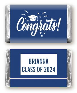 Congrats to the Grad Navy Blue - Personalized Graduation Party Mini Candy Bar Wrappers