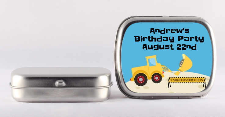 Construction Truck - Personalized Birthday Party Mint Tins