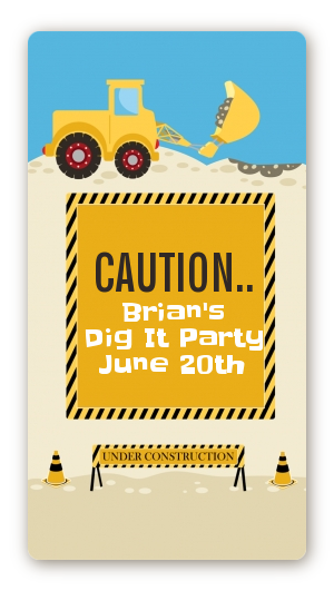 Construction Truck - Custom Rectangle Birthday Party Sticker/Labels