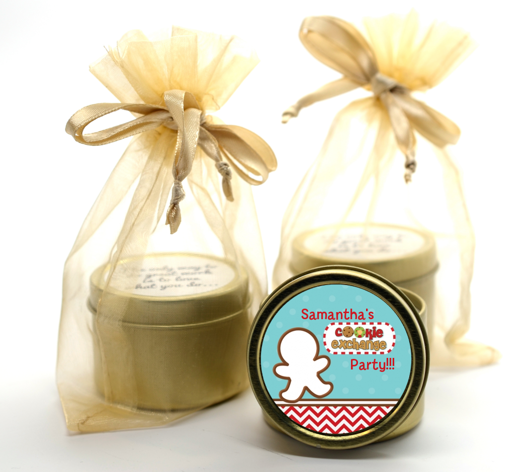 Cookie Exchange - Christmas Gold Tin Candle Favors