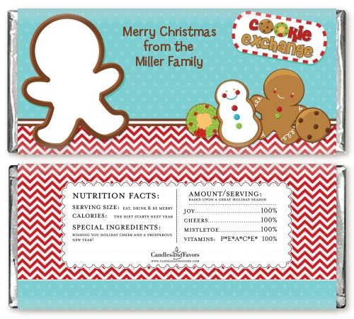 Cookie Exchange - Personalized Christmas Candy Bar Wrappers