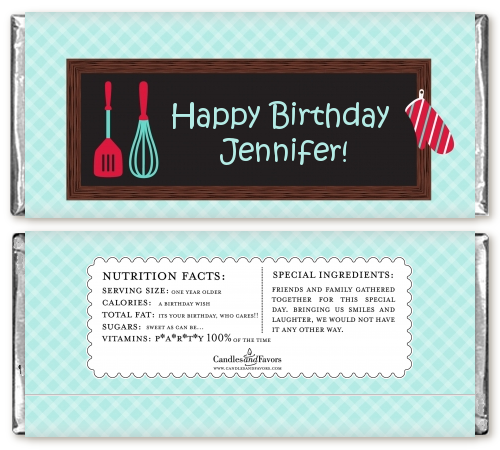 Cooking Class - Personalized Birthday Party Candy Bar Wrappers