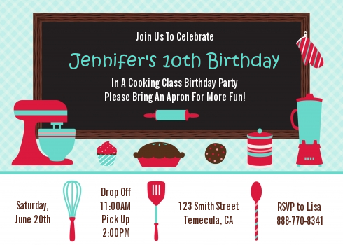 Cooking Class - Birthday Party Invitations