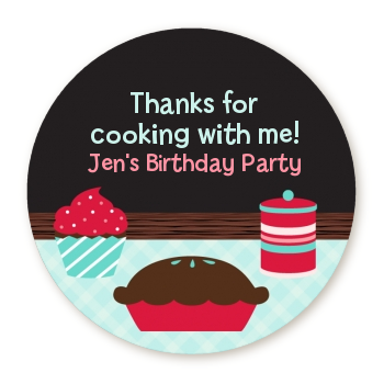 Cooking Class - Round Personalized Birthday Party Sticker Labels