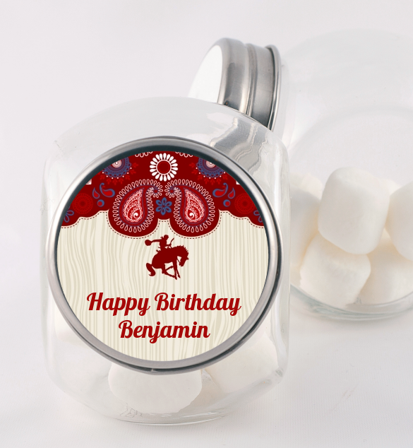 Cowboy Rider - Personalized Birthday Party Candy Jar