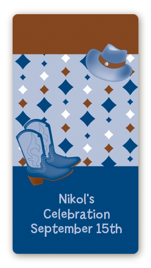Cowboy Western - Custom Rectangle Birthday Party Sticker/Labels