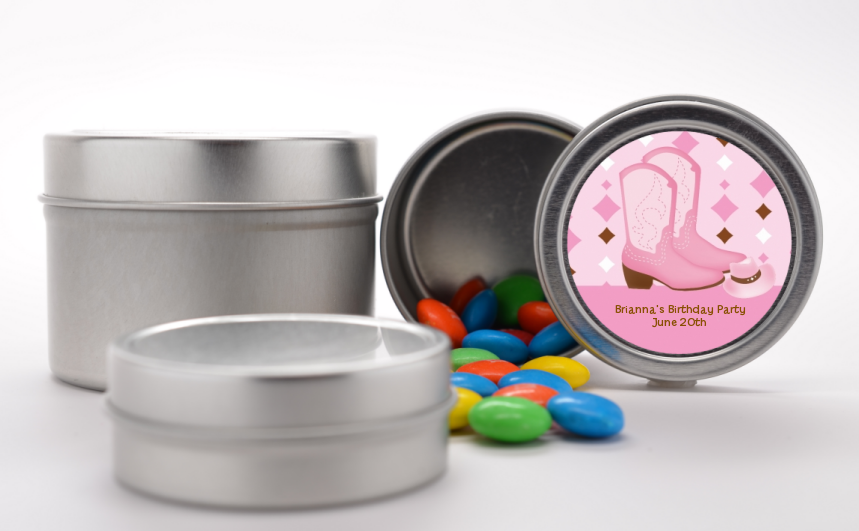 Cowgirl Western - Custom Baby Shower Favor Tins
