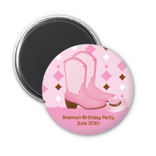 Cowgirl Western - Personalized Baby Shower Magnet Favors