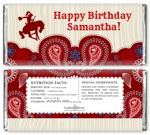 Cowgirl Rider - Personalized Birthday Party Candy Bar Wrappers
