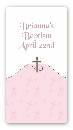 Cross Pink - Custom Rectangle Baptism / Christening Sticker/Labels