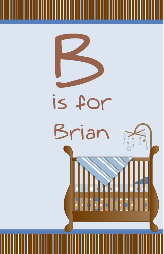 Crib Blue - Personalized Baby Shower Nursery Wall Art