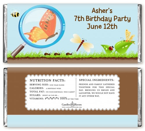 Critters Bugs & Insects - Personalized Birthday Party Candy Bar Wrappers