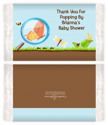 Critters Bugs & Insects - Personalized Popcorn Wrapper Baby Shower Favors