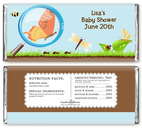 Critters Bugs & Insects - Personalized Baby Shower Candy Bar Wrappers