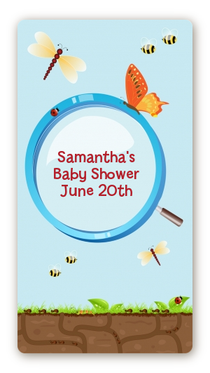 Critters Bugs & Insects - Custom Rectangle Baby Shower Sticker/Labels