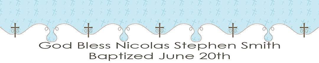 Cross Blue - Personalized Baptism / Christening Banners