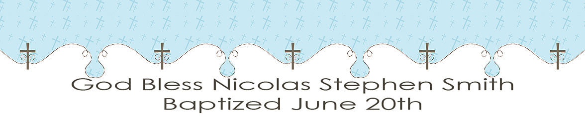 Cross Blue - Personalized Baptism / Christening Banners