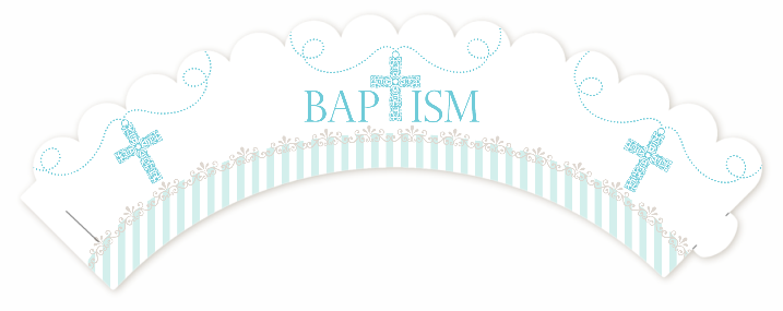 Cross Blue Necklace - Baptism / Christening Cupcake Wrappers