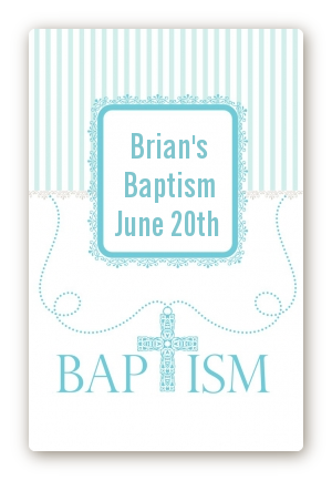 Cross Blue Necklace - Custom Large Rectangle Baptism / Christening Sticker/Labels