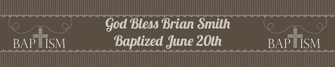 Cross Brown Necklace - Personalized Baptism / Christening Banners