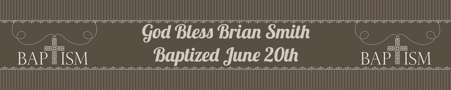 Cross Brown Necklace - Personalized Baptism / Christening Banners