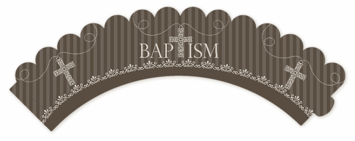 Cross Brown Necklace - Baptism / Christening Cupcake Wrappers