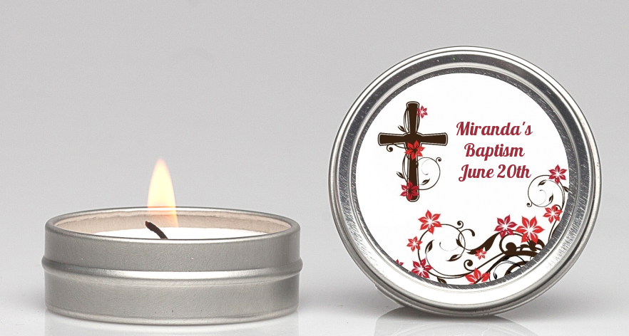 Cross Floral Blossom - Baptism / Christening Candle Favors