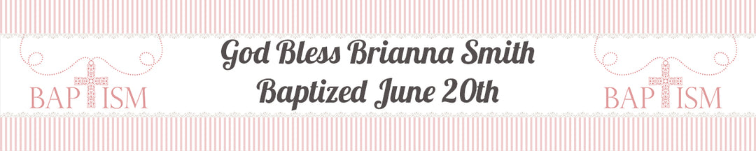 Cross Pink Necklace - Personalized Baptism / Christening Banners