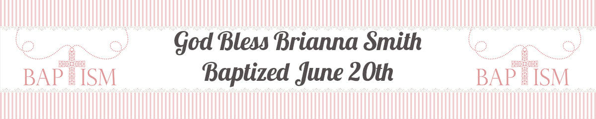 Cross Pink Necklace - Personalized Baptism / Christening Banners