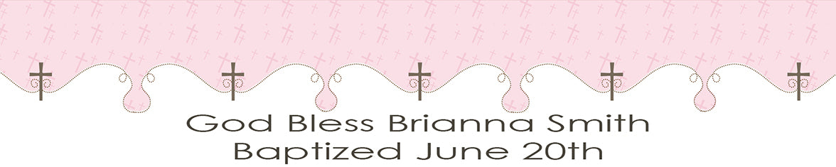 Cross Pink - Personalized Baptism / Christening Banners
