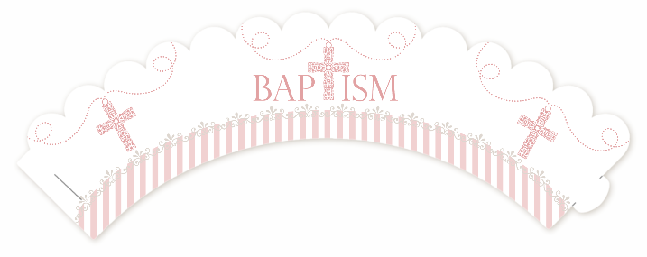 Cross Pink Necklace - Baptism / Christening Cupcake Wrappers