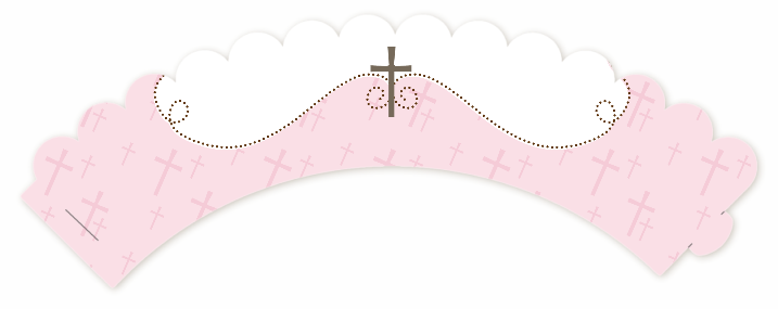 Cross Pink - Baptism / Christening Cupcake Wrappers