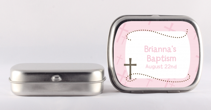 Cross Pink - Personalized Baptism / Christening Mint Tins