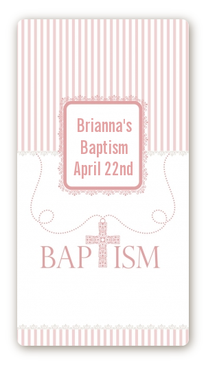 Cross Pink Necklace - Custom Rectangle Baptism / Christening Sticker/Labels