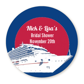 Cruise Ship - Round Personalized Bridal Shower Sticker Labels