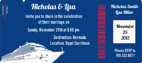 Cruise Ship - Bridal Shower Destination Boarding Pass Invitations