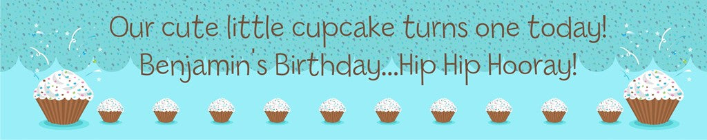 Cupcake Boy - Personalized Birthday Party Banners