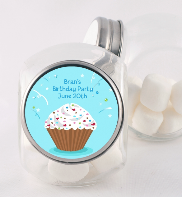 Cupcake Boy - Personalized Birthday Party Candy Jar
