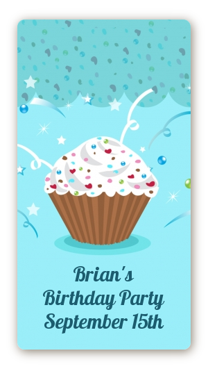 Cupcake Boy - Custom Rectangle Birthday Party Sticker/Labels
