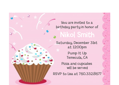 Cupcake Girl - Birthday Party Petite Invitations