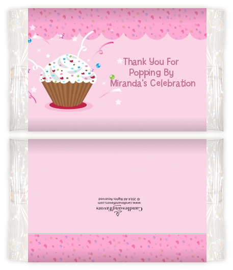 Cupcake Girl - Personalized Popcorn Wrapper Birthday Party Favors