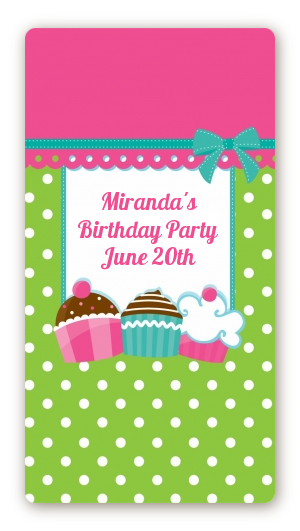 Cupcake Trio - Custom Rectangle Birthday Party Sticker/Labels