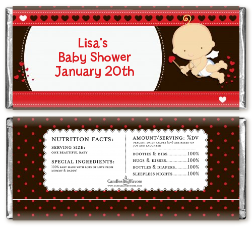 Cupid Baby Valentine's Day - Personalized Baby Shower Candy Bar Wrappers
