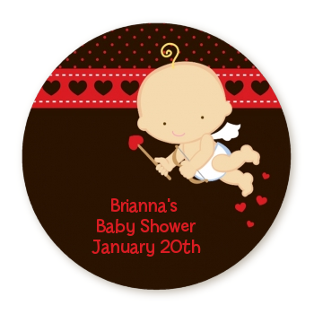 Cupid Baby Valentine's Day - Round Personalized Baby Shower Sticker Labels