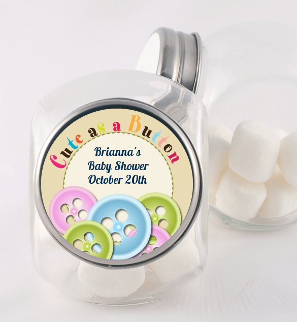 Cute As a Button - Personalized Baby Shower Candy Jar