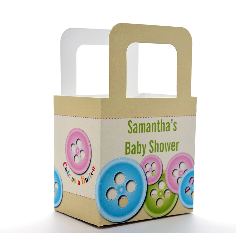 Cute As a Button - Personalized Baby Shower Favor Boxes