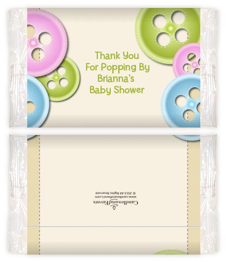 Cute As a Button - Personalized Popcorn Wrapper Baby Shower Favors