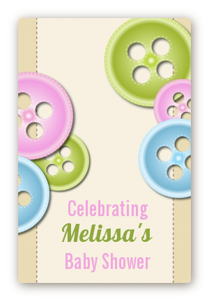 Cute As a Button - Custom Large Rectangle Baby Shower Sticker/Labels